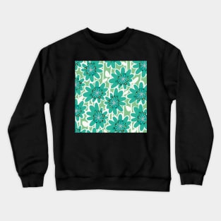 Fun Flower Power Retro Style Flowers pattern in a querky style, yellow , pink , turquoise , white and green Crewneck Sweatshirt